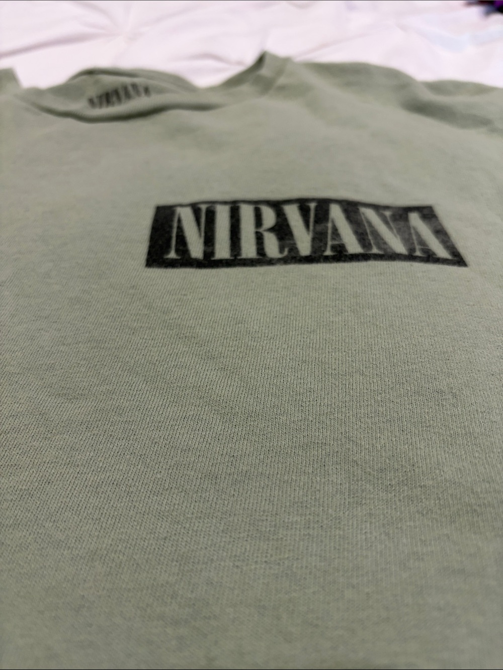 NIRVANA Olive Green Logo Short Sleeve Tee
